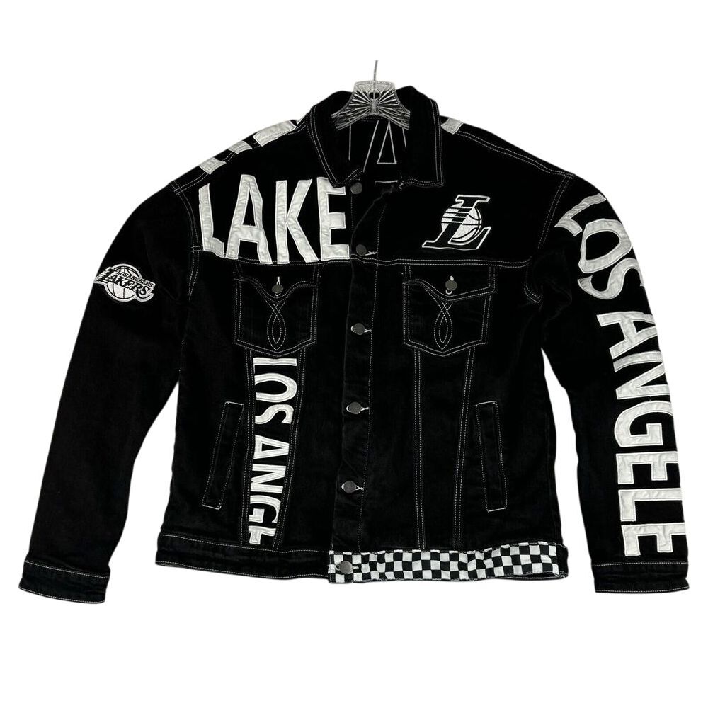 Los Angeles Lakers Black Denim Jacket Women's Size L‎